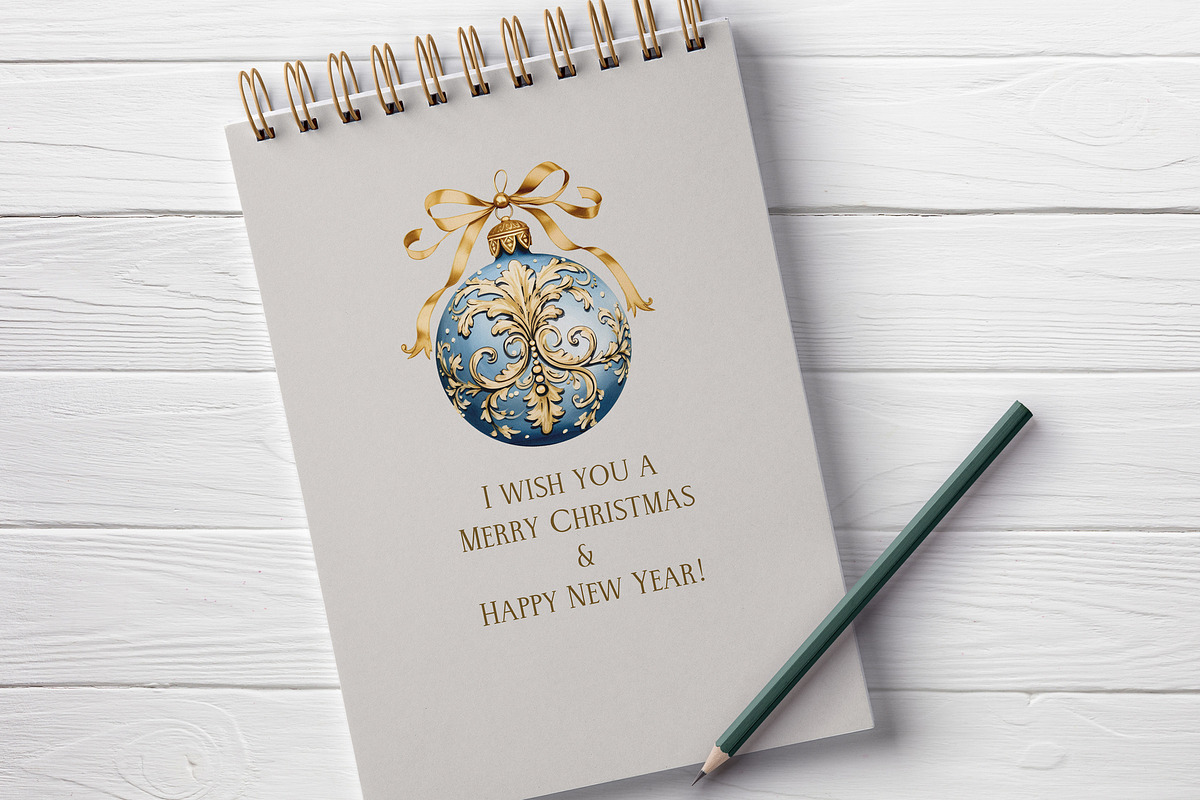 Vintage Blue Christmas, a Seasonal Illustration by Vasmila (Photo 6 of 6)
