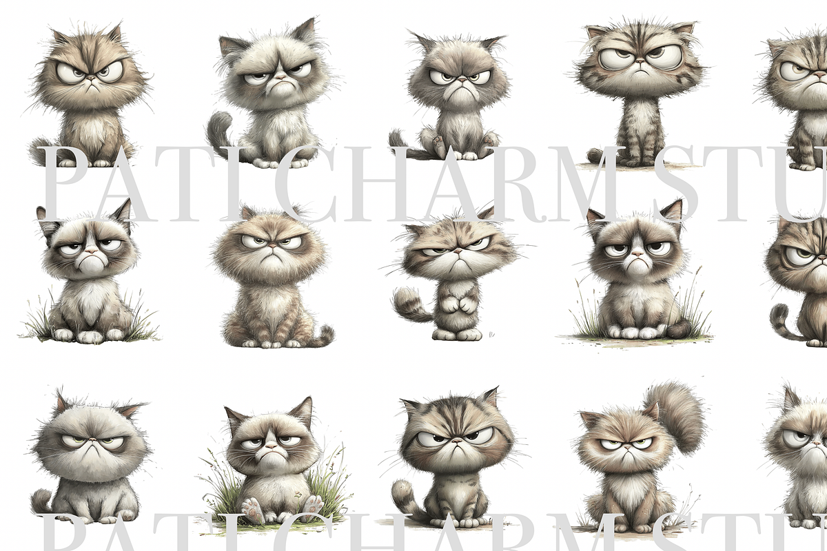 Grumpy Cat Clipart Bundle