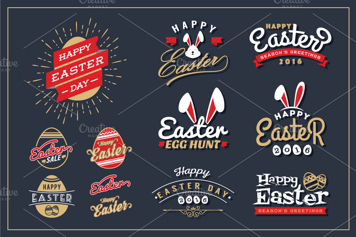 Easter Typography Labels and Element, an Object Graphic by Raftel (Photo 3 of 3)