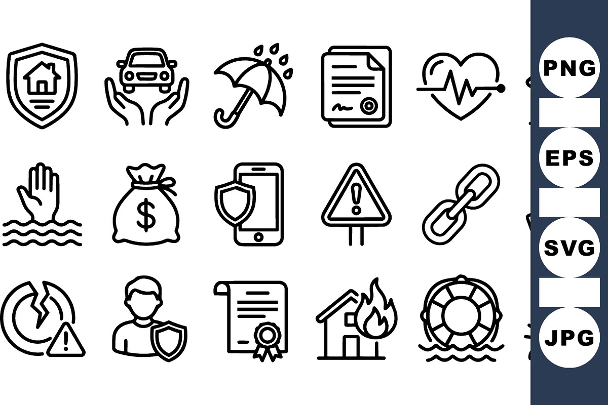 Insurance Protection Icon Set, an Illustration by designvectx (Photo 2 of 3)