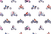 Bikers on motorcycles set, pattern, a Transportation Illustration by PaperTrident (Thumbnail 8 of 8)