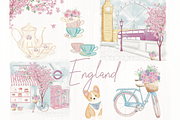 England, London watercolor clipart, an Illustration by Lolytop Studio (Thumbnail 1 of 5)