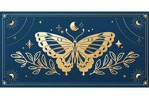 Mystic Golden Butterfly Vector