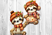 Cute Autumn Sloth Clipart Set, a Seasonal Illustration by V Design Creator (Thumbnail 4 of 9)