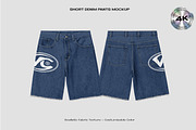 Short denim pants mockup, a Bottom Mockup by Voyage Studio (Thumbnail 2 of 3)