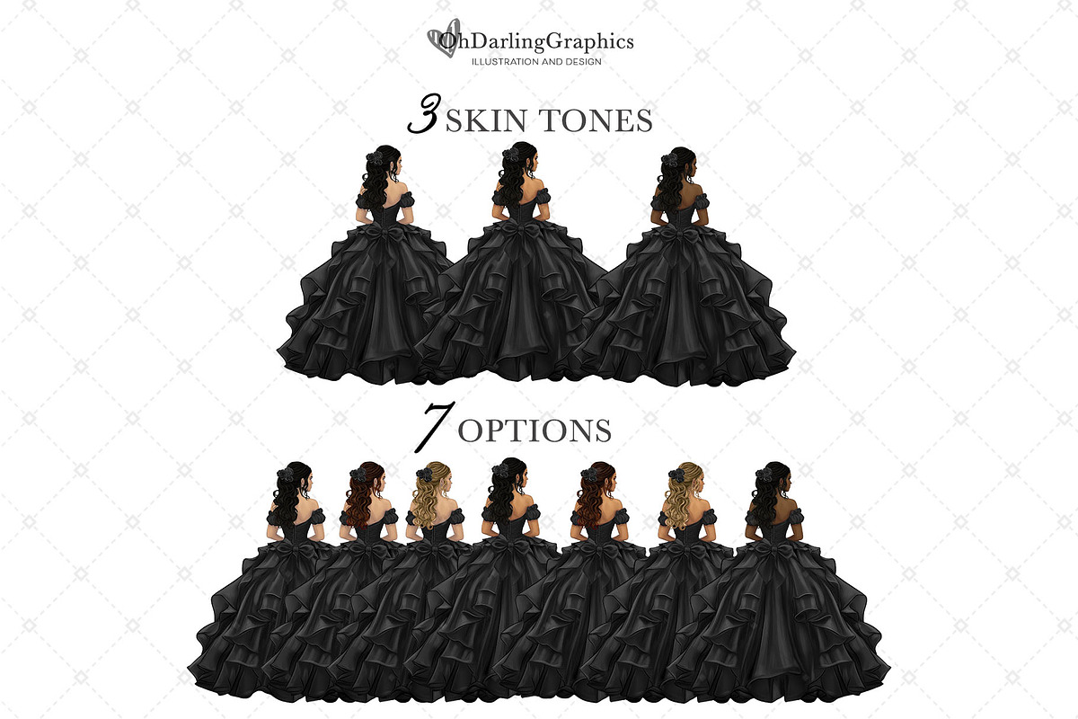 Black Princess Dress Quinceañera, an Illustration by Oh Darling Graphics (Photo 2 of 3)