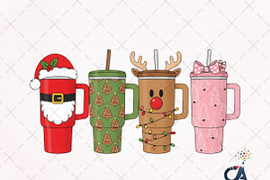 Christmas Tumbler Cups Png, an Illustration by Creative Art