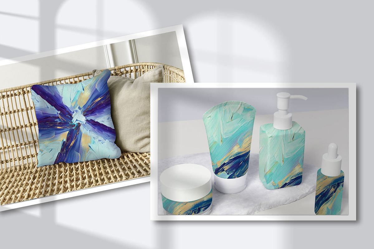 Turquoise & Gold Acrylic Backgrounds, a Texture Graphic by Suna Kosem (Photo 4 of 14)