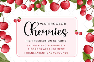 Watercolor Cherry Clipart