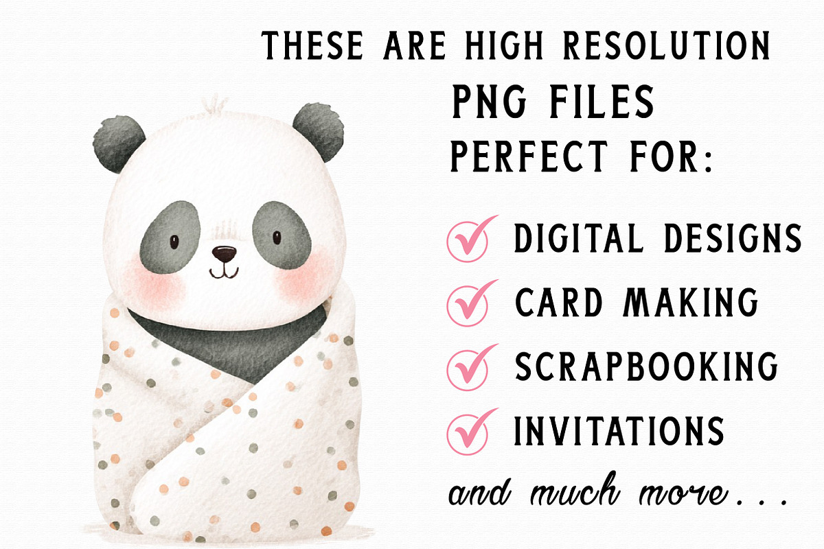 Panda Watercolor cute panda clipart, an Illustration by Libby Wishes (Photo 4 of 6)