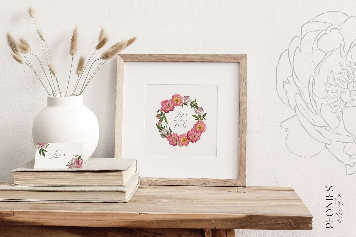 Peony watercolor clipart & patterns, a Decorative Illustration by Diana Askarova Art (Photo 5 of 11)