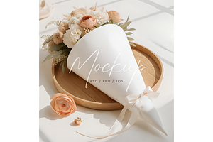 Spring Bouquet Paper Cone Mockup, a Product Mockup by TatiMockup
