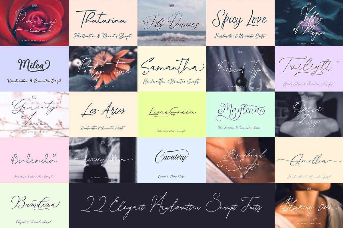 22 Elegant Handwritten Script Fonts, a Script Font by JumboDesign