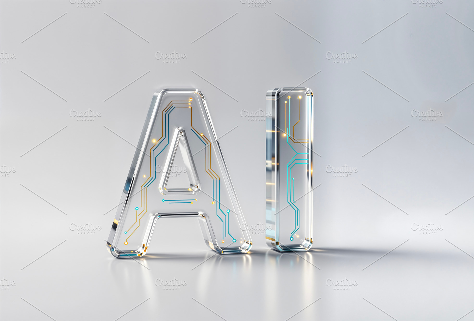 Transparent Glass AI Letters, a Photo by rarrarorro