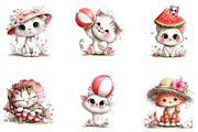 Whimsical Summer Cat Clipart, a Seasonal Illustration by CreationArt (Thumbnail 5 of 5)