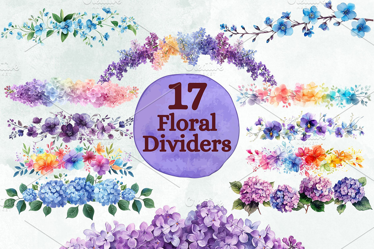 Floral Border Clipart, Page Dividers, a Decorative Illustration by Loony Dream Designs (Photo 1 of 5)