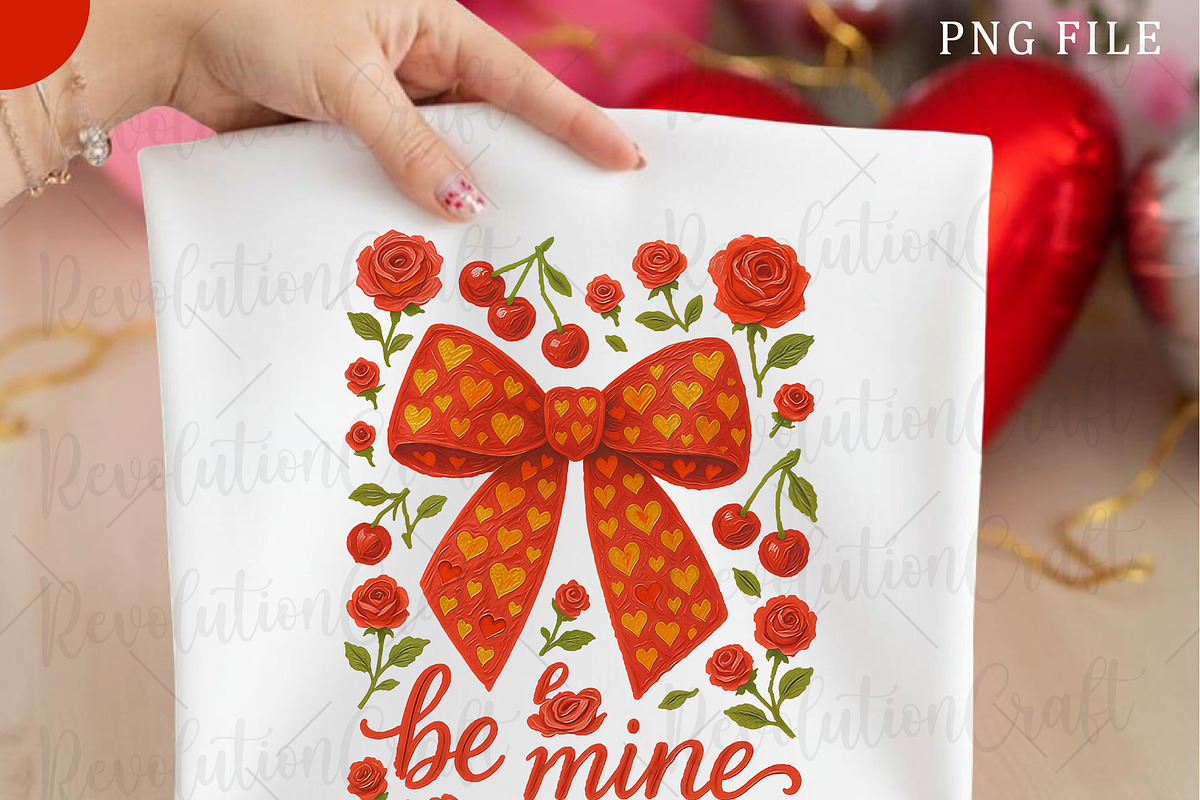 Be Mine Coquette Valentine's Bow Png, an Illustration by OK Design (Photo 1 of 6)