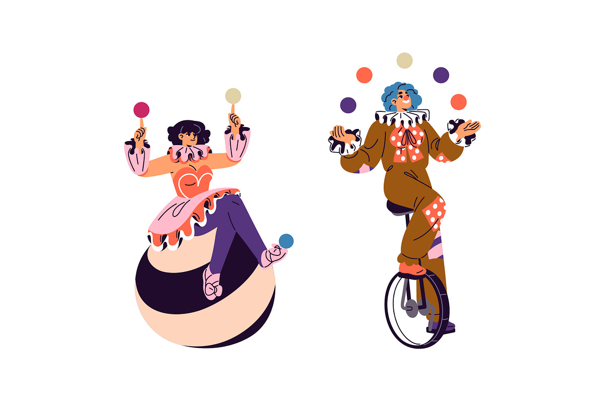 Clowns set, circus show posters, a Person Illustration by PaperTrident (Photo 3 of 12)
