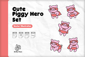Cute Piggy Hero Set.