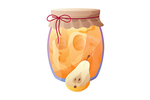 Jam jar with slice of pear. Homemade, a Food Illustration by the8monkey