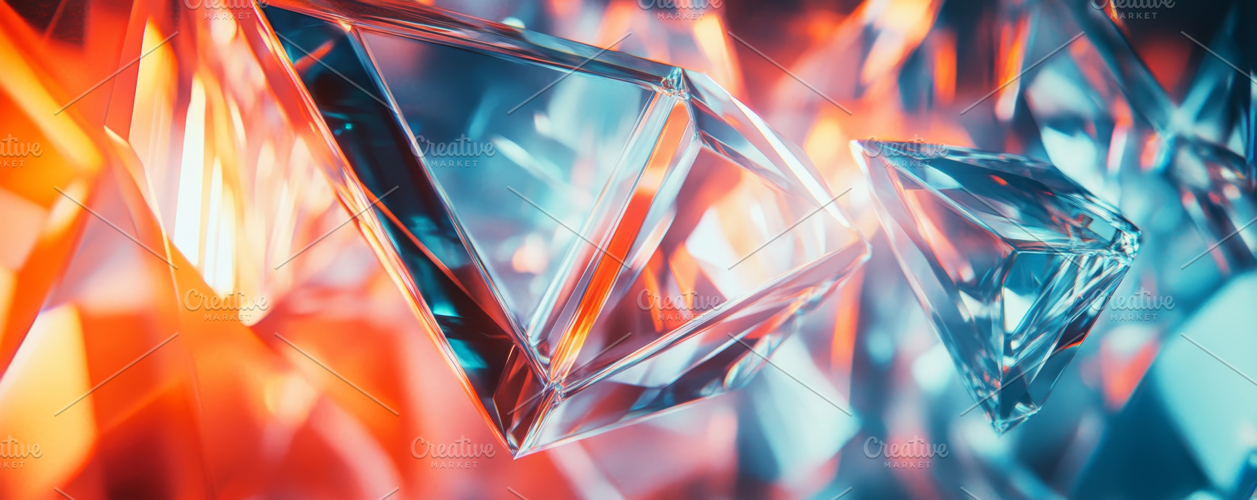 Vibrant Abstract Crystal Shapes with Colorful Light Reflections, an Abstract Photo by Natalia Klenova's Shop
