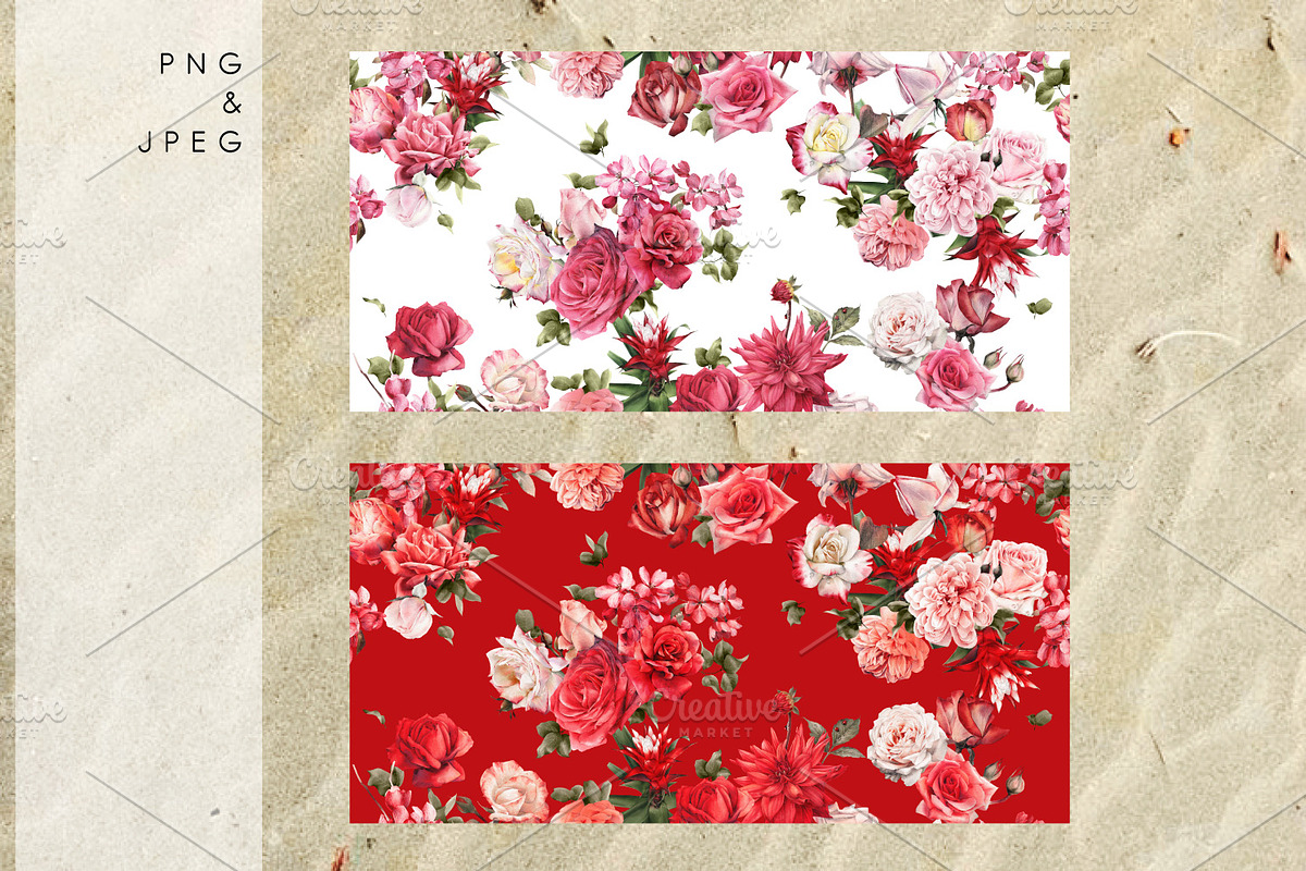 Seamless patterns with pink flowers, a Pattern Graphic by ollalya