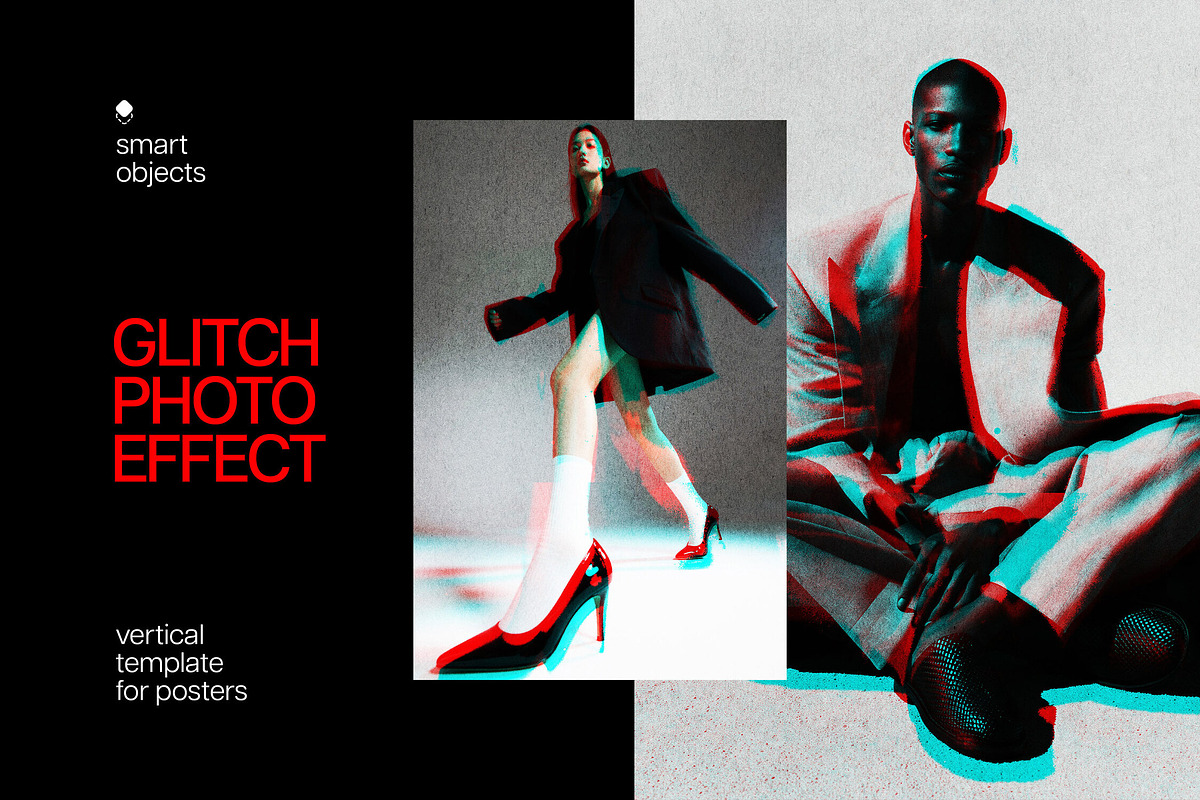 Glitch Photo Effect for Posters, a Layer Style Add-On by Design Squad (Photo 1 of 3)