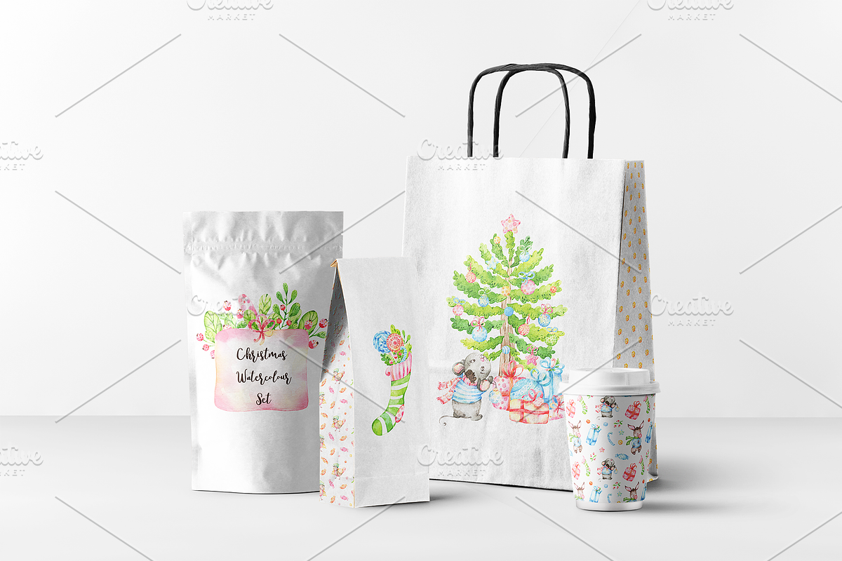 Very Merry Christmas Watercolor set, an Animal Illustration by Tatiana Troian (Photo 8 of 9)