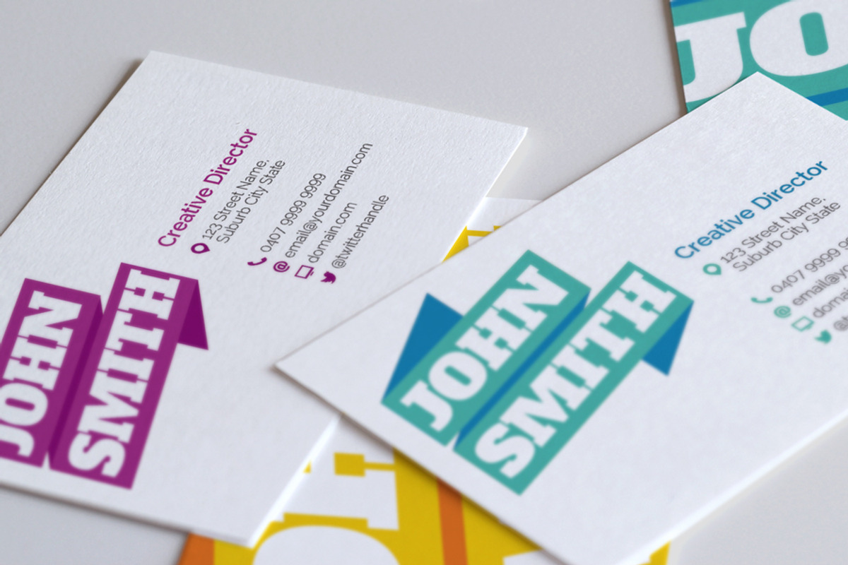 Graphic Ribbon Business Cards, a Business Card Template by Yes! Creative (Photo 1 of 5)