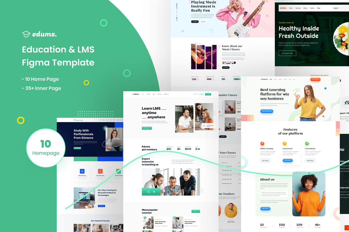 Edums-Education & LMS Figma Templae, an UI Kit Template by Pixency (Photo 1 of 14)