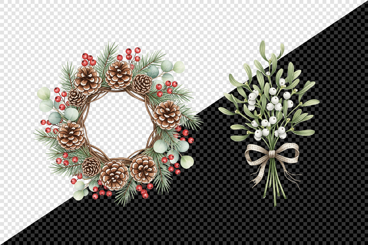 Cozy Rustic Christmas Clipart Bundle, an Illustration by Creative Art (Photo 7 of 10)
