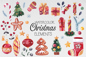 Christmas watercolor collection