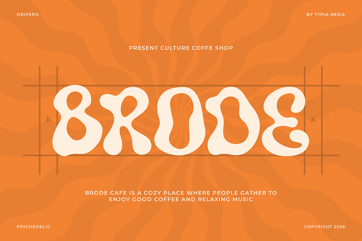 Dripero – Psychedelic Liquify Retro, a Sans Serif Font by Typia Nesia (Photo 7 of 12)