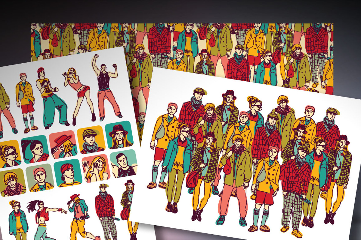 Casual people vector set, a Person Illustration by Crowhouse (Photo 2 of 5)