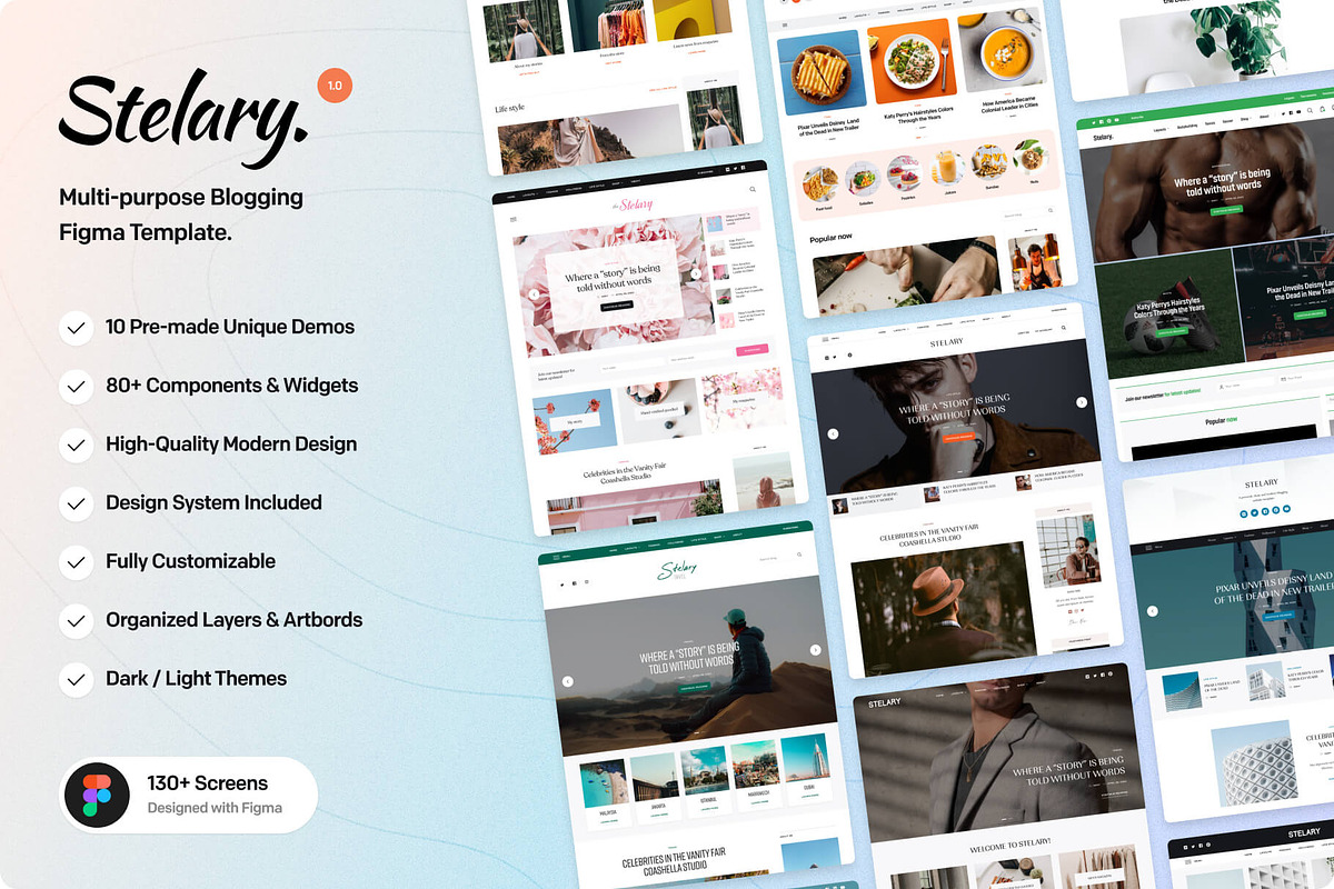 Stelary Multi-Purpose Blogging Figma, an UI Kit Template by UniStudio (Photo 1 of 4)