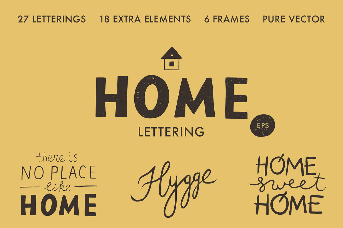 Home. Cozy vector lettering set., an Object Graphic by anna khramtsova (Photo 1 of 10)