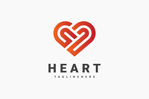 Red abstract heart logo, a Branding & Logo Template by Saba Vector