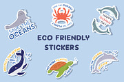 Eco stickers with texts pack, an Animal Illustration by Sabina_Ava (Thumbnail 1 of 7)