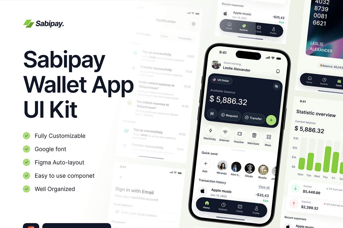 Sabipay - eWallet App UI Kit, an UI Kit Template by keffidesign (Photo 6 of 6)