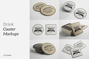 Drink Coaster Mockups Pack, a Merchandise Mockup by Mint Mockups (Thumbnail 1 of 4)