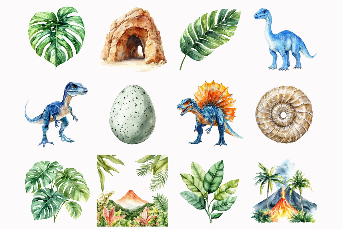 Watercolor Dinosaur World Clipart, an Illustration by Design Market (Photo 4 of 5)