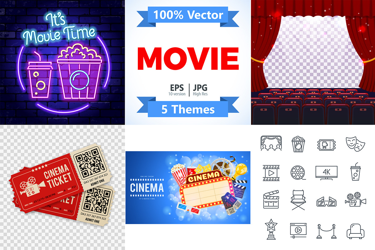 Cinema and Movie Themes, a Decorative Illustration by TAlex (Photo 1 of 6)
