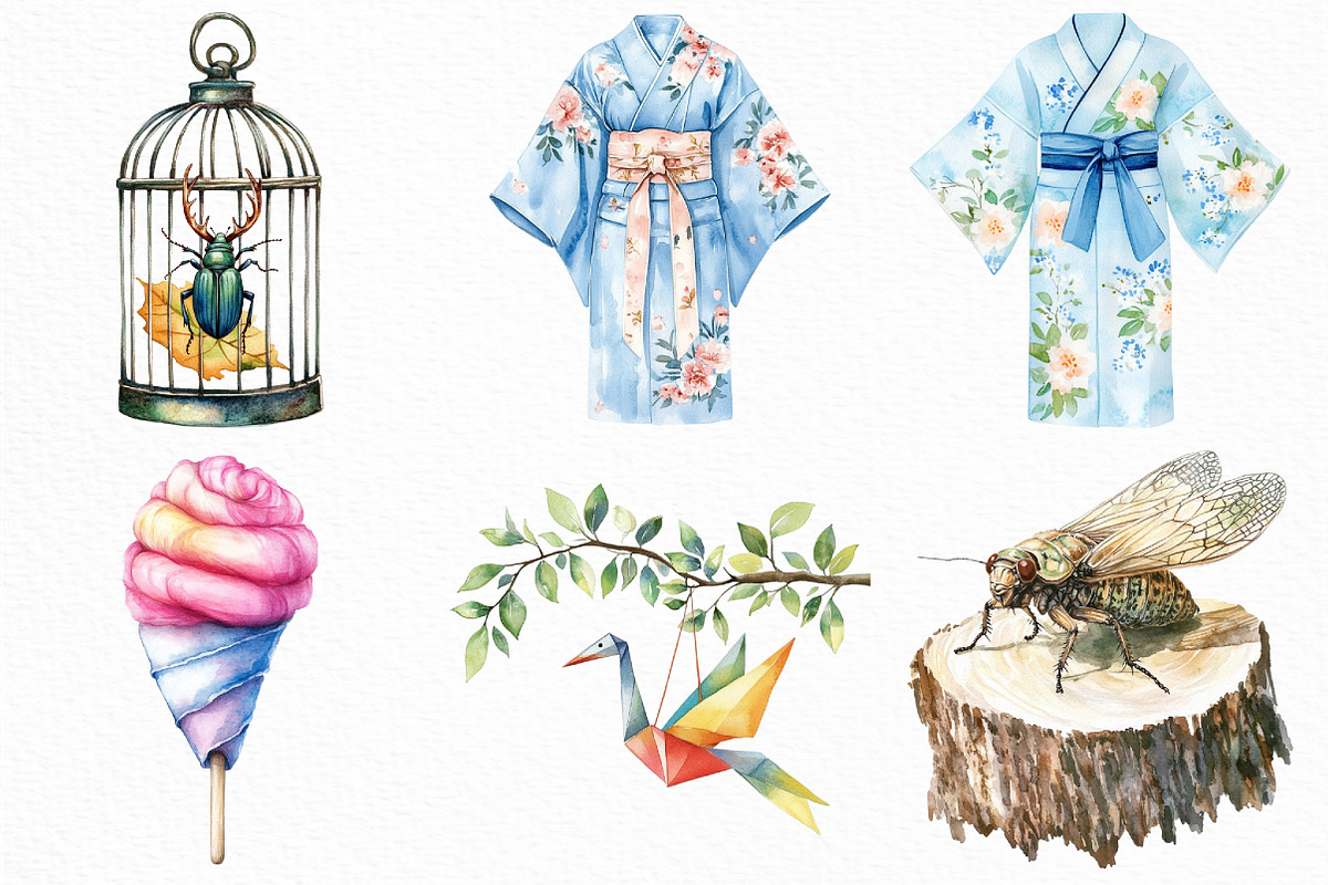 Watercolor Japanese Summer Vacation, an Illustration by Craft Nest (Photo 5 of 6)