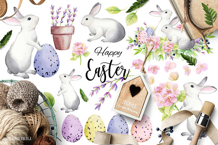 Happy Easter! Watercolor set.