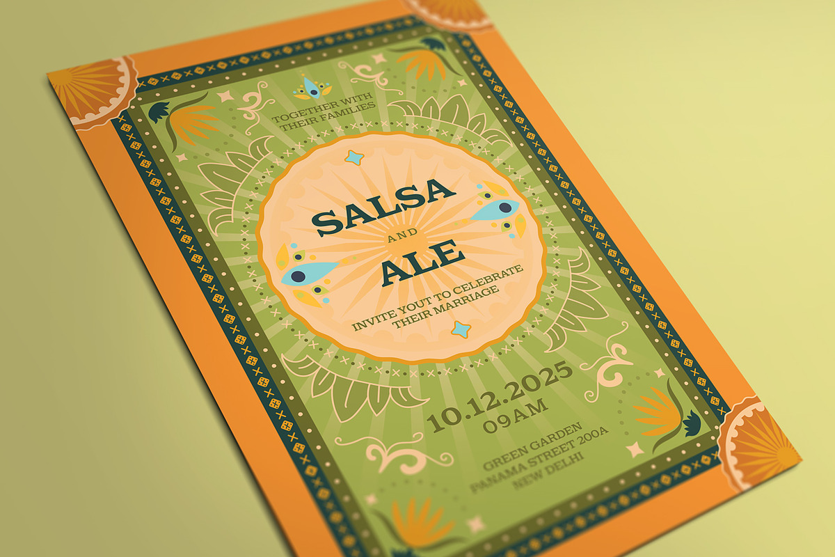 Indian Wedding Invitation, an Invitation Template by Aarley Kaiven