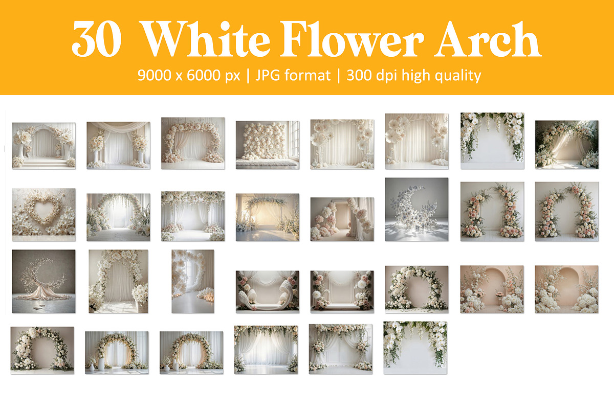 White Flower Arch Backdrops, a Background Graphic by DreamyOverlay (Photo 5 of 5)
