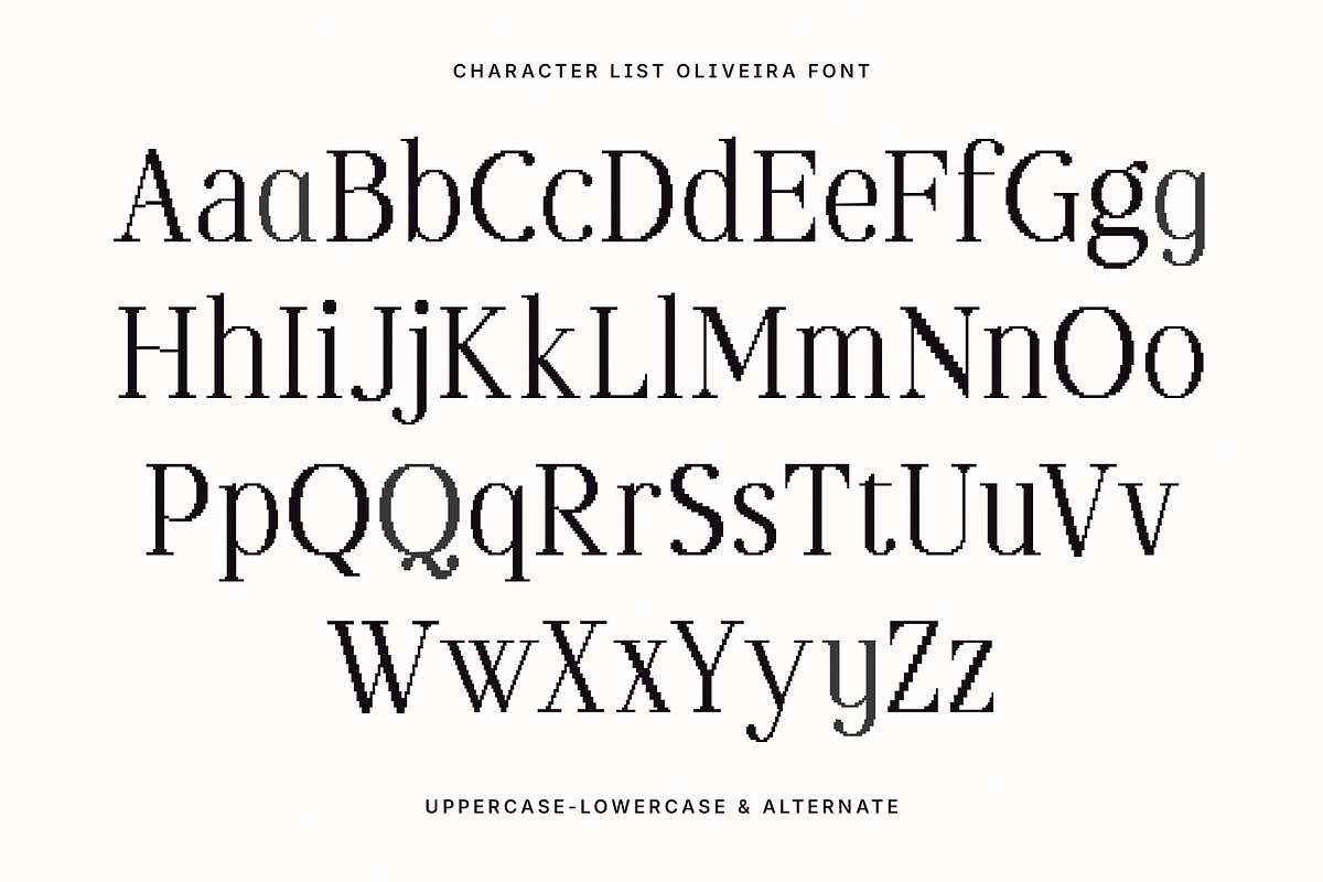 Oliveira - Modern Elegant Pixelated, a Serif Font by Typia Nesia (Photo 2 of 14)