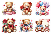 Watercolor Teddy Bear Valentine PNG, an Illustration by SinaCreation (Thumbnail 3 of 7)