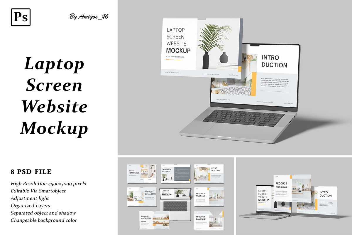 Laptop Screen Website Mockup, a Device Mockup by Amigos__46 (Photo 1 of 10)