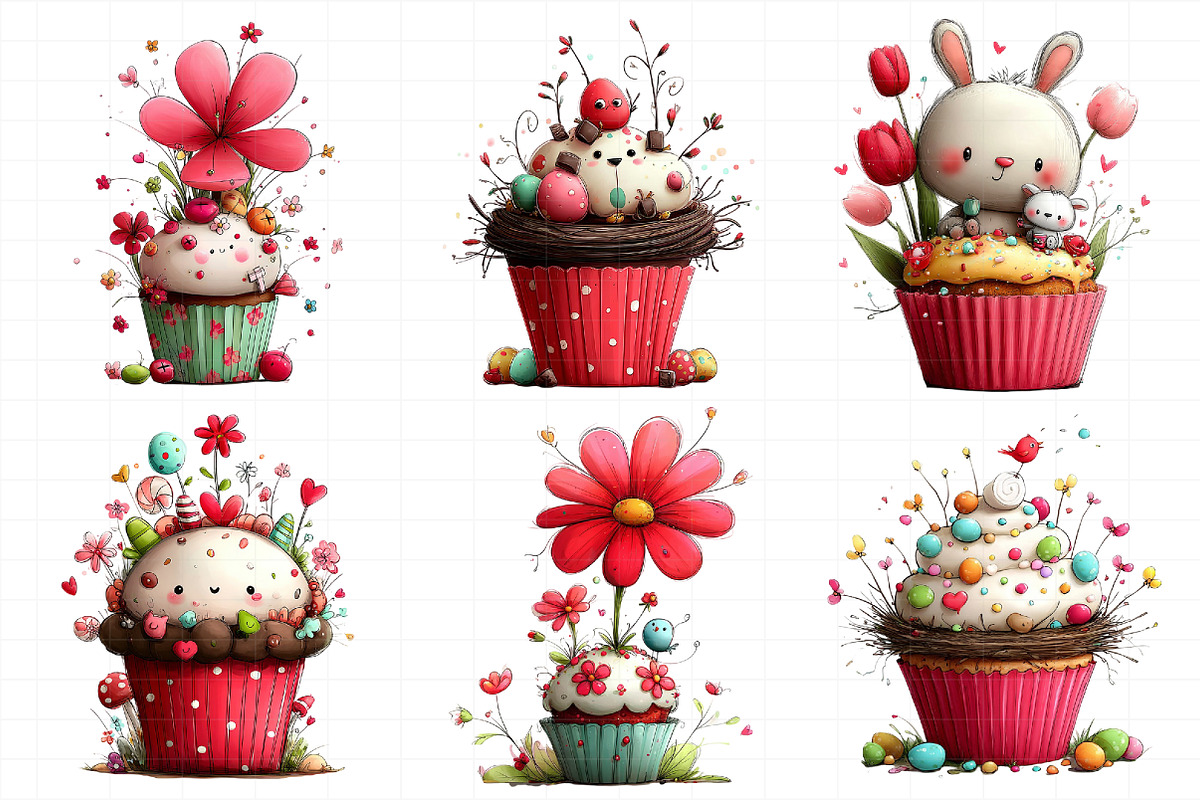 Easter CupCake Clipart Bundle, an Illustration by Daily.Designs (Photo 4 of 8)